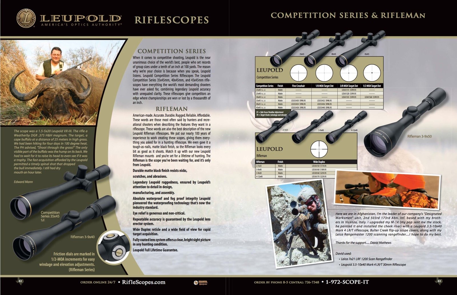 Catalog spread with customer photos and testimonials