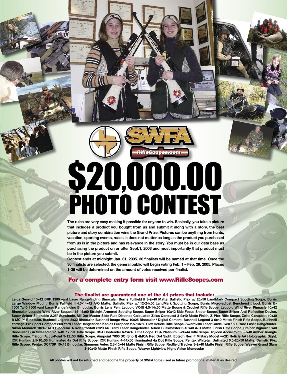 Catalog page announcing the $20,000 photo contest